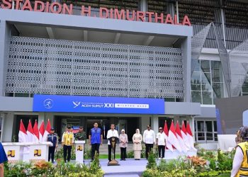Pj Gubernur Dampingi Presiden Jokowi Resmikan 18 Venue PON XXI di Aceh