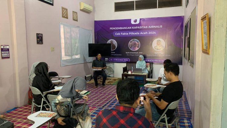 AJI Kota Banda Aceh menggelar pelatihan untuk sejumlah jurnalis dalam rangka memperkuat pemberitaan yang inklusif jelang Pilkada 2024.