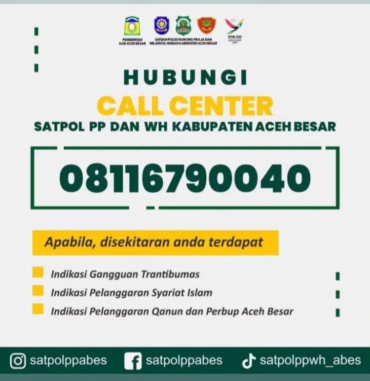 Satpol PP dan WH Aceh Besar Luncurkan Call Center untuk Pengaduan Masyarakat