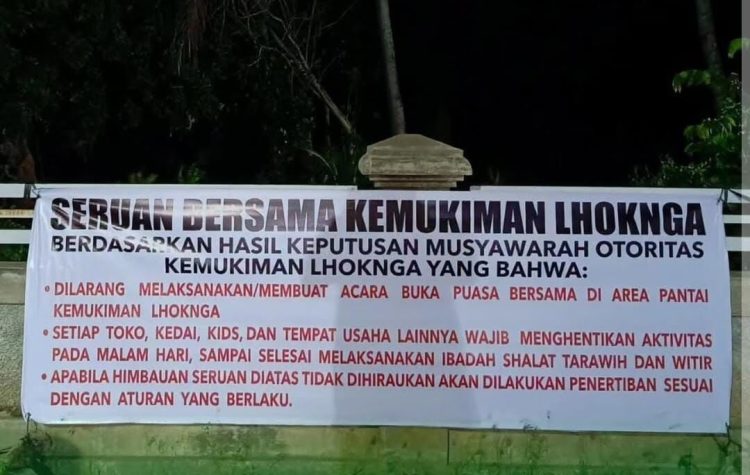 Larangan Buka Puasa Bersama di Pantai Lhoknga, Spanduk Seruan Beredar