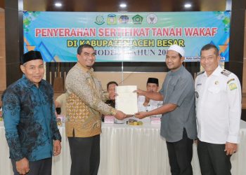 80 Nazir di Aceh Besar Terima Sertifikat Tanah Wakaf