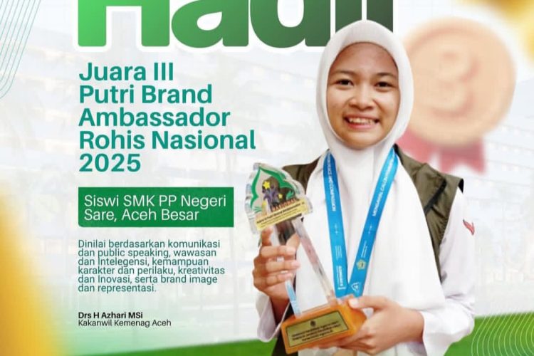 Hadil Harumkan Aceh, Raih Juara 3 Brand Ambassador Rohis Putri di Kongres Rohis Indonesia 2025