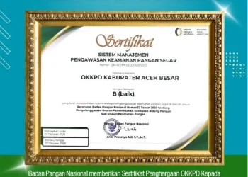 Badan Pangan Nasional Beri Penghargaan untuk Dinas Pangan Aceh Besar