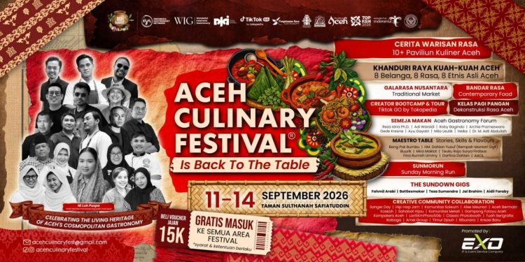 Aceh Culinary Festival 2026 Digelar 11-14 September, Hadir Lebih dari 500 Variasi Rasa