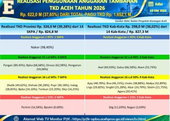 Tambahan TKD Aceh Rp1,652 Triliun, Baru Rp621,96 Miliar Terserap